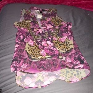 High low button down blouse